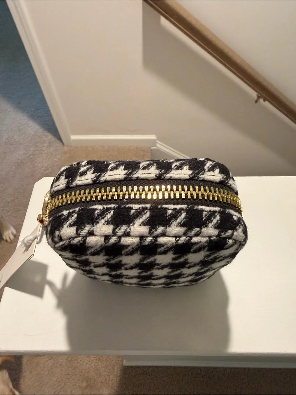 Houndstooth Square Mini Pouch - Black & White